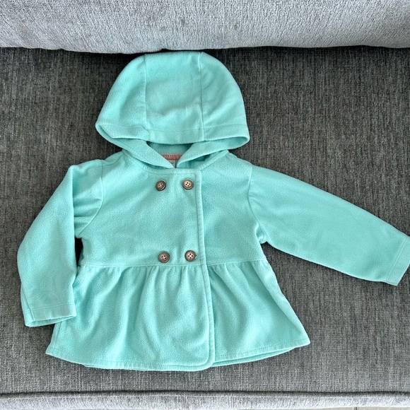 Carter’s 18m Double Breasted Little Girl’s Sea-foam Green Jacket with Hood - Picture 1 of 4